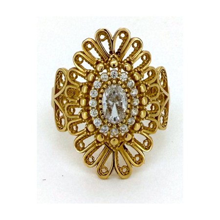 Anillo lanzadera piedra blanca de oro 18k talla 17